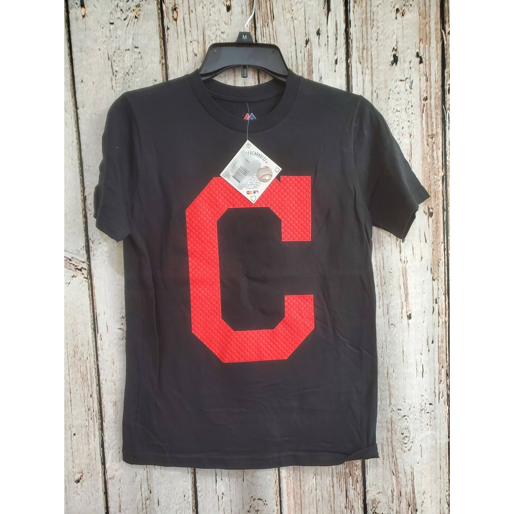 Majestic Youth Medium 10/12 Cleveland‎ Indians Swisher Short Sleeve T‑Shirt